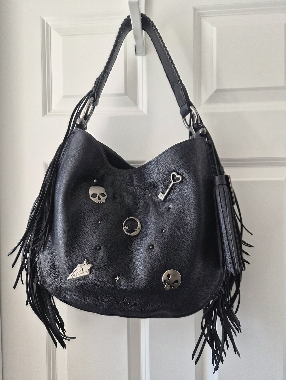 [Coach] Nomad Hobo With Fringe, Navy, Customized